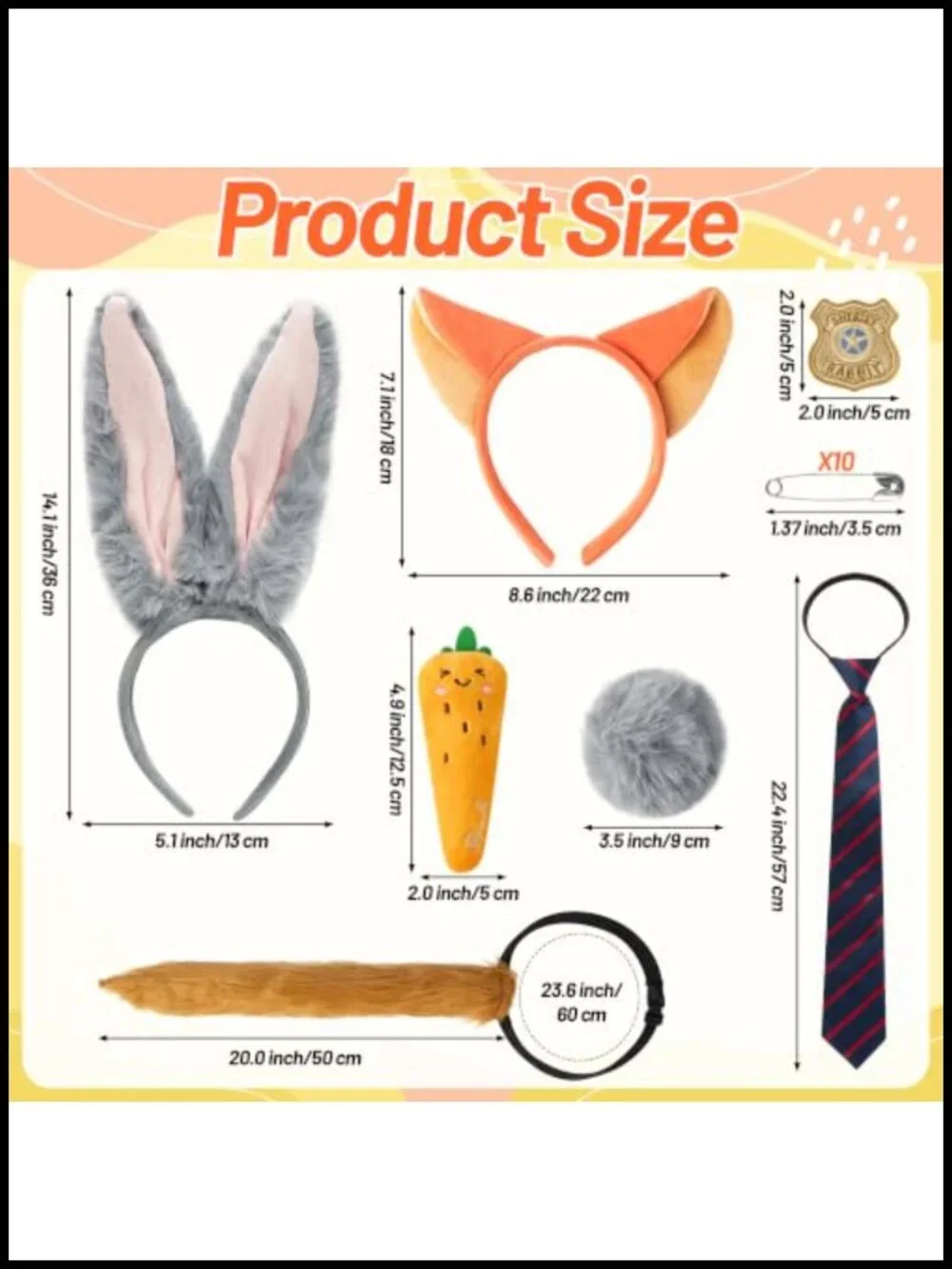 Halloween Animal Costume Set with Bunny Fox Ears Headband Tails Accessories
